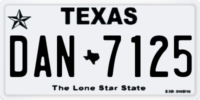 TX license plate DAN7125
