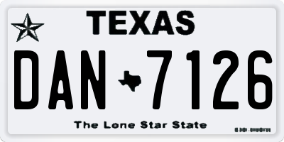 TX license plate DAN7126