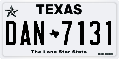 TX license plate DAN7131