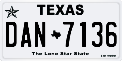 TX license plate DAN7136