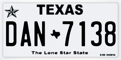 TX license plate DAN7138