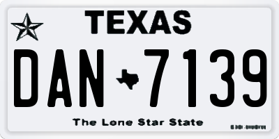 TX license plate DAN7139