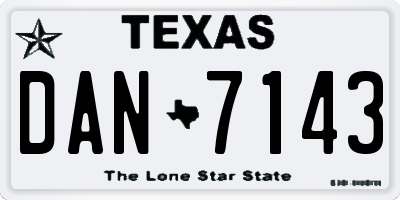 TX license plate DAN7143