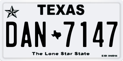 TX license plate DAN7147