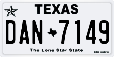 TX license plate DAN7149