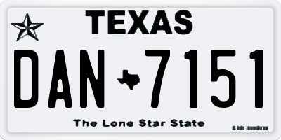 TX license plate DAN7151
