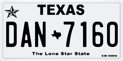 TX license plate DAN7160