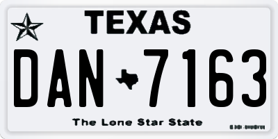 TX license plate DAN7163