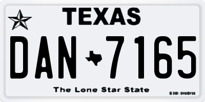TX license plate DAN7165