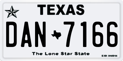 TX license plate DAN7166