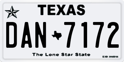 TX license plate DAN7172