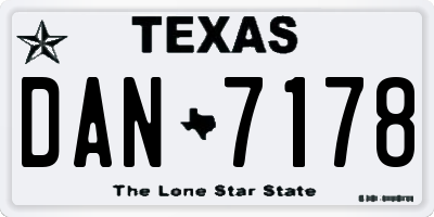 TX license plate DAN7178