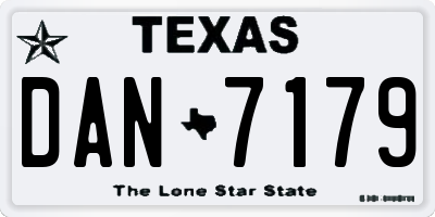 TX license plate DAN7179