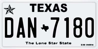 TX license plate DAN7180