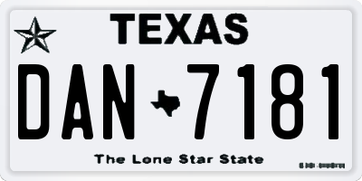 TX license plate DAN7181