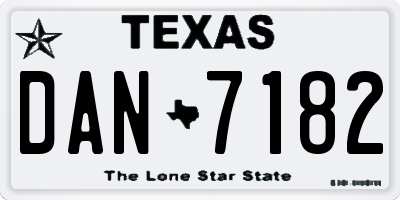TX license plate DAN7182