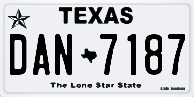 TX license plate DAN7187