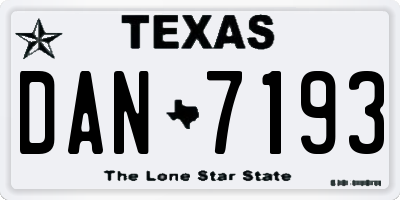 TX license plate DAN7193