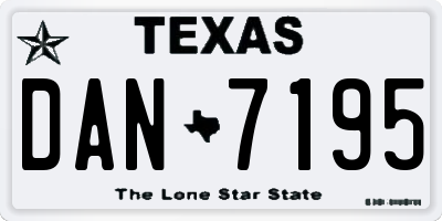 TX license plate DAN7195
