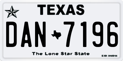 TX license plate DAN7196