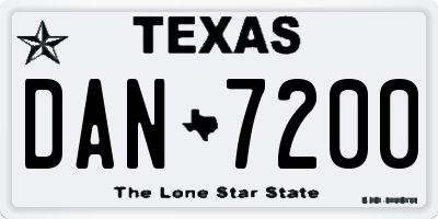 TX license plate DAN7200