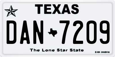 TX license plate DAN7209