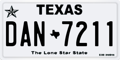 TX license plate DAN7211