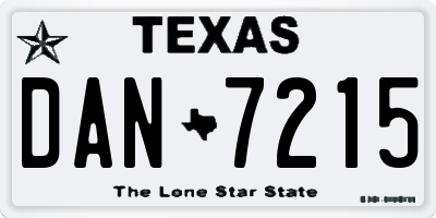 TX license plate DAN7215