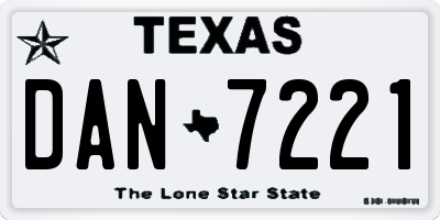TX license plate DAN7221