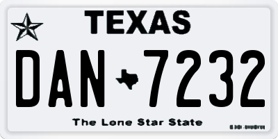 TX license plate DAN7232