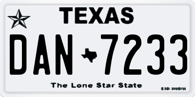 TX license plate DAN7233