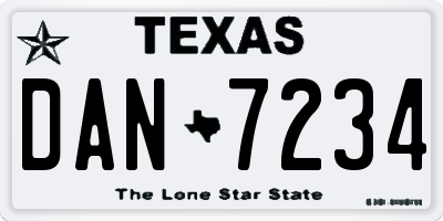 TX license plate DAN7234