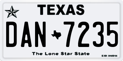 TX license plate DAN7235