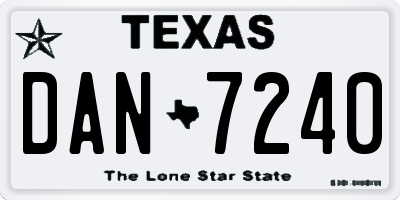 TX license plate DAN7240