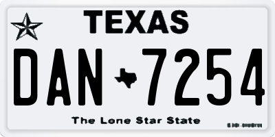 TX license plate DAN7254