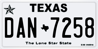 TX license plate DAN7258