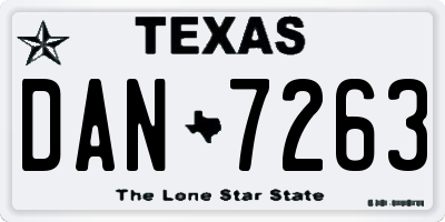 TX license plate DAN7263
