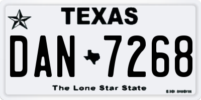 TX license plate DAN7268