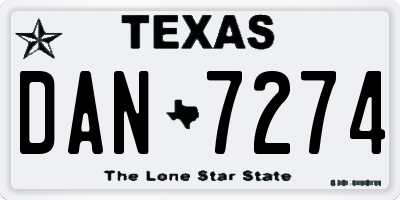 TX license plate DAN7274