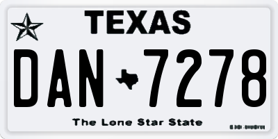 TX license plate DAN7278
