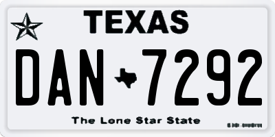 TX license plate DAN7292