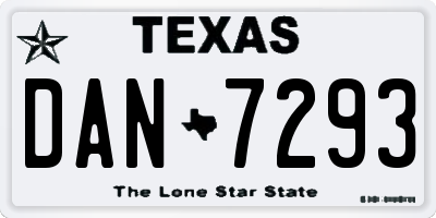 TX license plate DAN7293