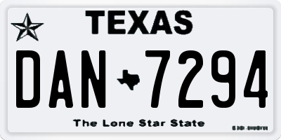 TX license plate DAN7294