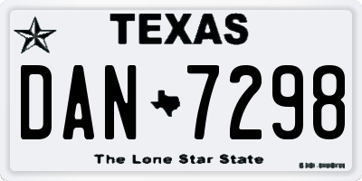 TX license plate DAN7298