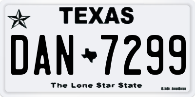 TX license plate DAN7299