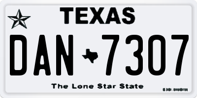 TX license plate DAN7307