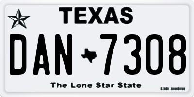 TX license plate DAN7308
