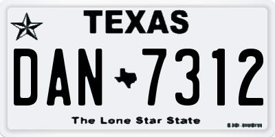 TX license plate DAN7312