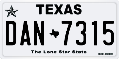 TX license plate DAN7315