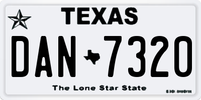 TX license plate DAN7320